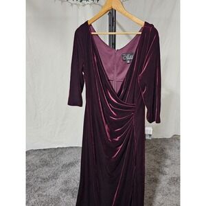 Alex Evenings Women's Red Velvet Surplice Gown Dress Plus Size 16W
